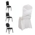 White Spandex Banquet Chair Cover with Ruffle Skirt & Cross Back Sash â€“ Stretch Slipcover for Events - Bell Racket Store