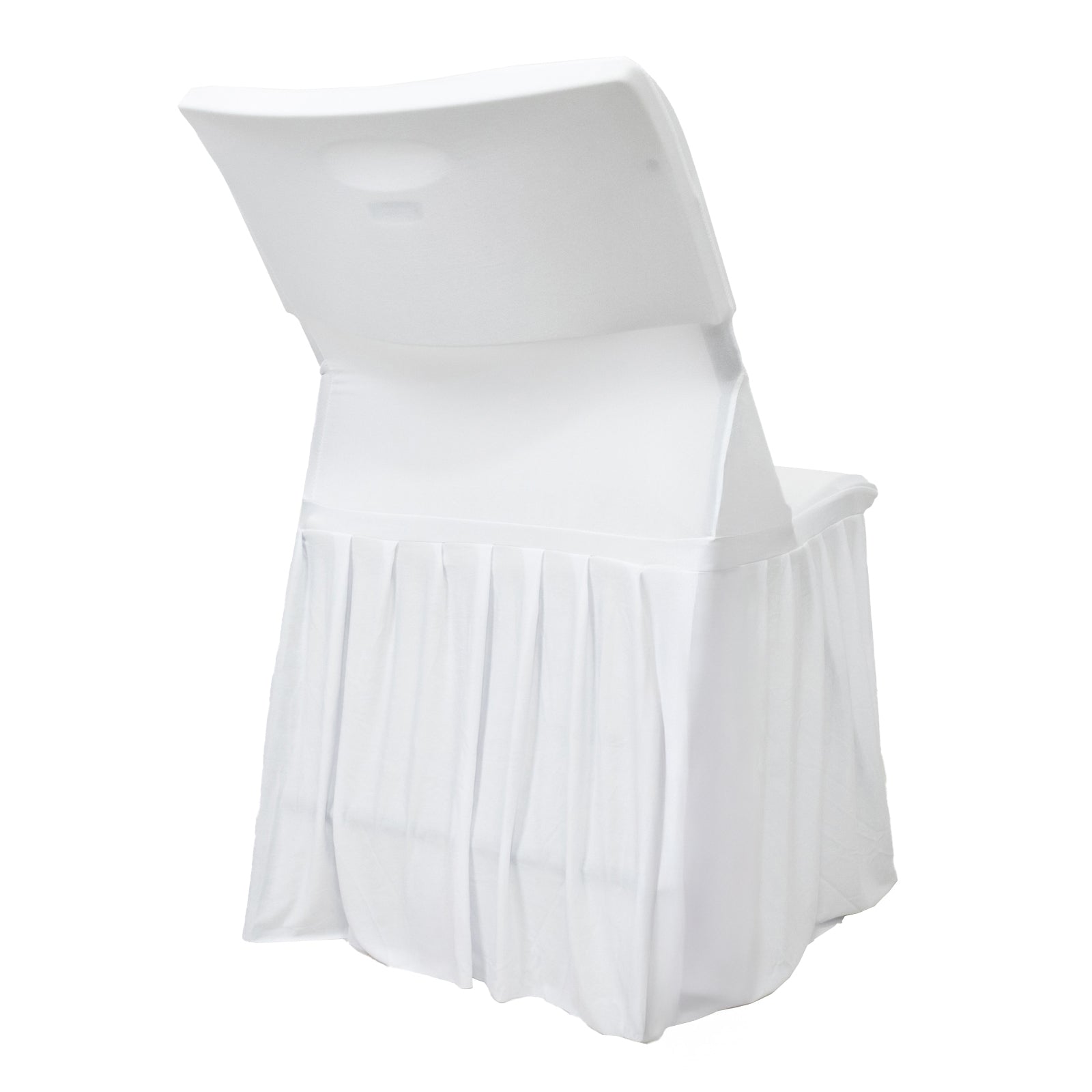 White Spandex Pleated Lifetime Folding Chair Cover â€“ Stretch Slipcover with Floor - Length Skirt, Also Fits Standard Chairs - Bell Racket Store