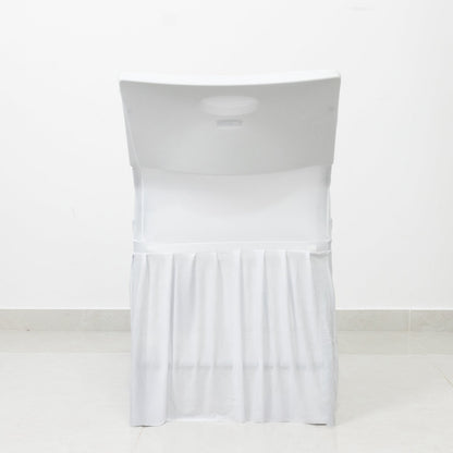 White Spandex Pleated Lifetime Folding Chair Cover â€“ Stretch Slipcover with Floor - Length Skirt, Also Fits Standard Chairs - Bell Racket Store