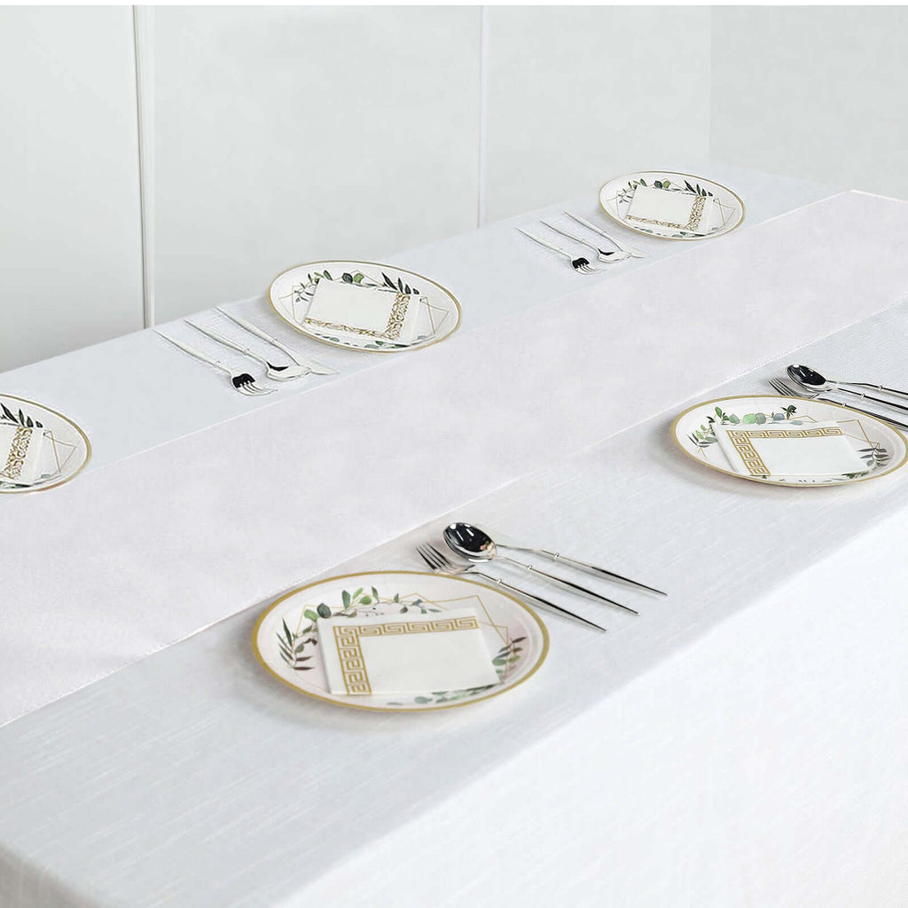 Polyester 12"x108" Table Runner White - Durable & Wrinkle-Resistant Table Decor for All Occasions