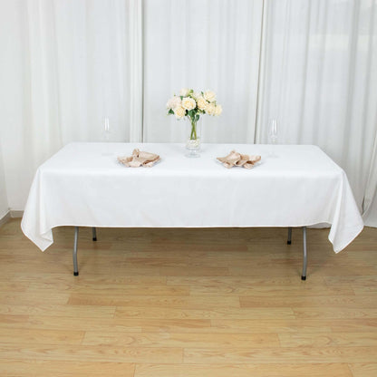 Premium Polyester 54"x96" Rectangle Tablecloth White - Durable 220GSM Stain-Resistant Fabric for Weddings & Events