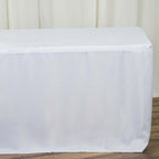 Fitted Polyester 96"x30" Rectangle Tablecloth White - Durable and Easy to Maintain Table Cover for Trade Shows, Catering & Events