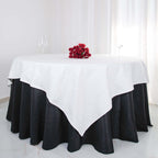100% Cotton 90"x90" Table Overlay Square Tablecloth White Linen - Sophisticated, Soft & Breathable Fabric Table Cover