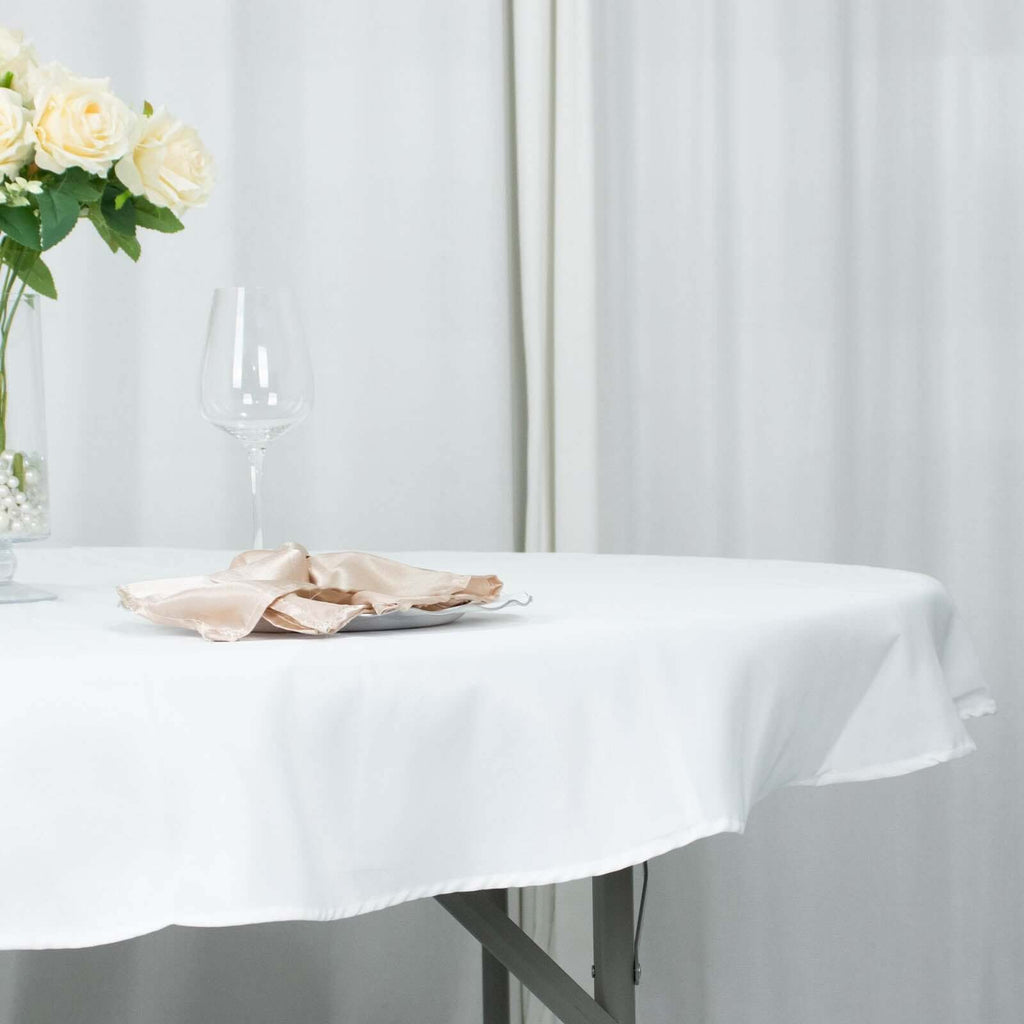 Premium Polyester 70" Round Tablecloth White - Stain and Wrinkle-Resistant 220GSM Table Cover for Weddings & Events