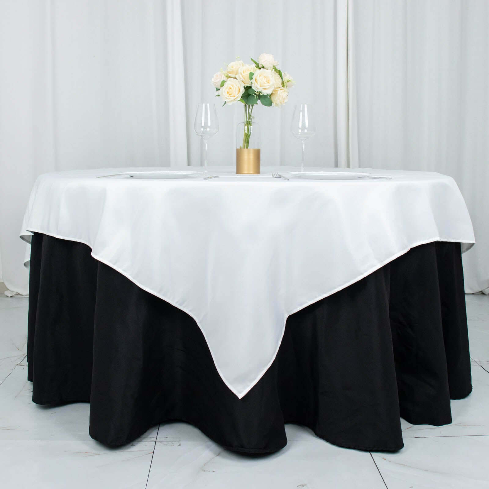 Premium Polyester 70"x70" Table Overlay Square Tablecloth White 220GSM Wrinkle-Resistant Table Cover for Stylish Gatherings