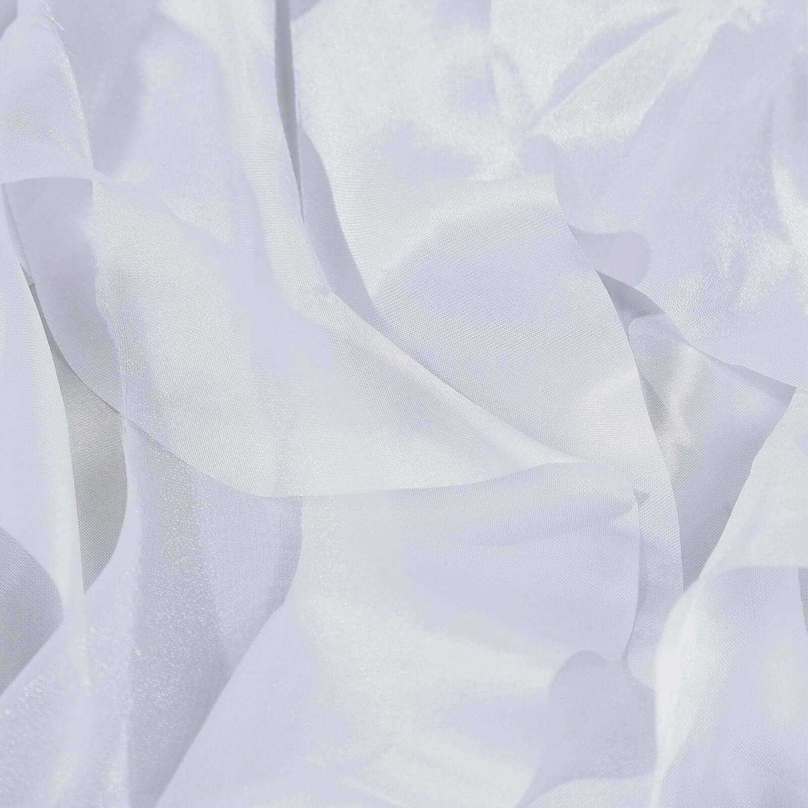 Taffeta 17ft Table Skirt White Cascading Curly Willow Style for Weddings & Banquets