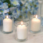 12-Pack Votive Candle Set White with Clear Glass Holders - Tealight Candles for Decor