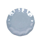 10-Pack Plastic Round 6" Dessert Plates in Dusty Blue Ruffled Rim with Gold Edging - Sturdy Disposable Salad Appetizer Dinnerware