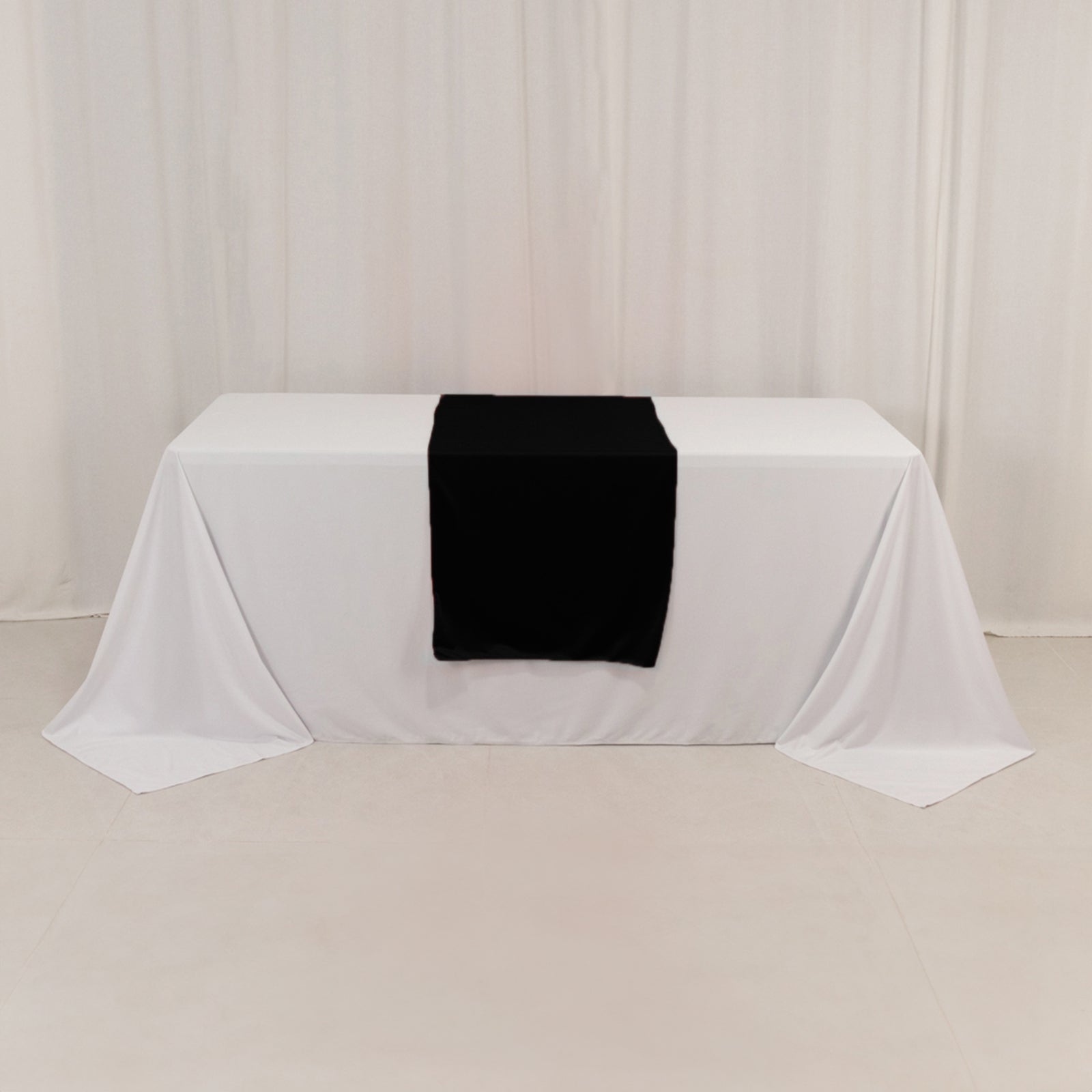 Wide Polyester 24"x72" Table Runner Black - Durable Trade Show Table Linen - Bell Racket Store