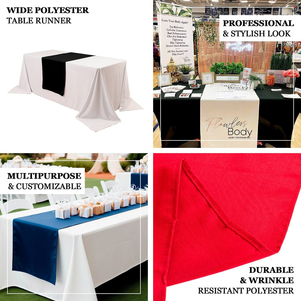 Wide Polyester 24"x72" Table Runner Black - Durable Trade Show Table Linen - Bell Racket Store