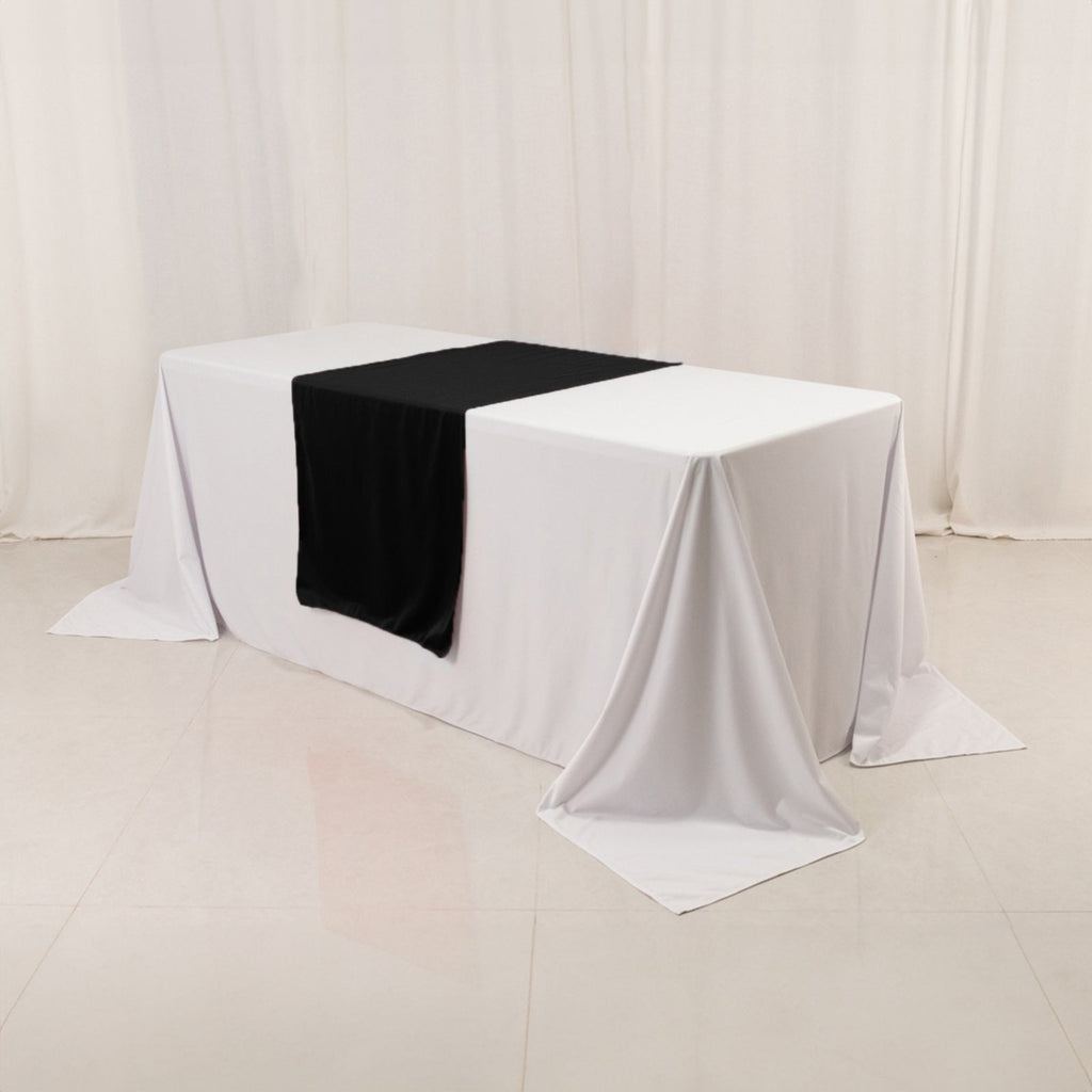 Wide Polyester 24"x72" Table Runner Black - Durable Trade Show Table Linen - Bell Racket Store