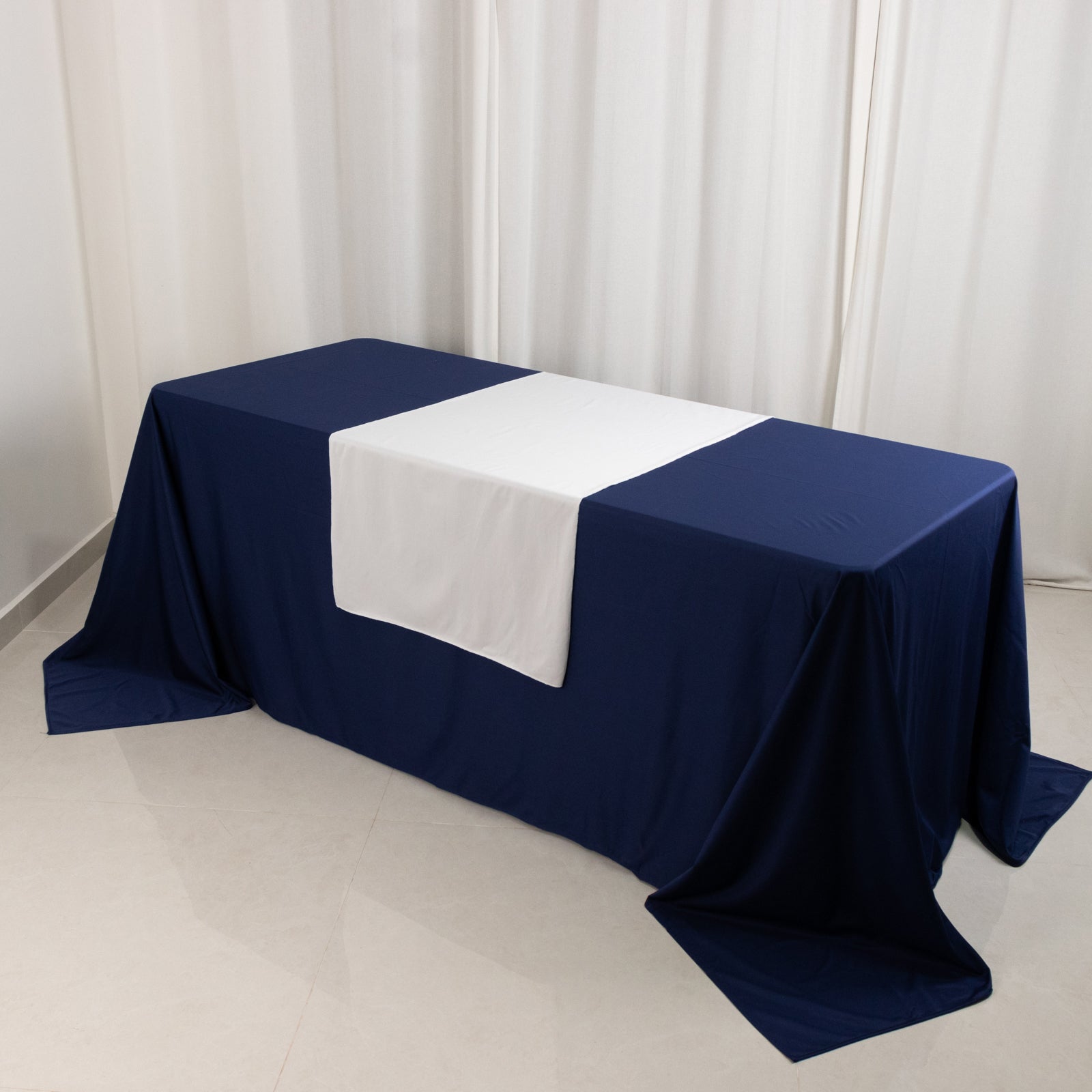 Wide Polyester 24"x72" Table Runner White - Durable Trade Show Table Linen - Bell Racket Store
