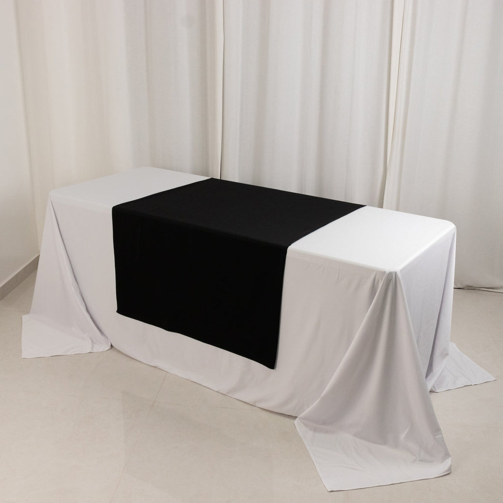 Wide Polyester 36"x72" Table Runner Black - Durable Trade Show Table Linen - Bell Racket Store