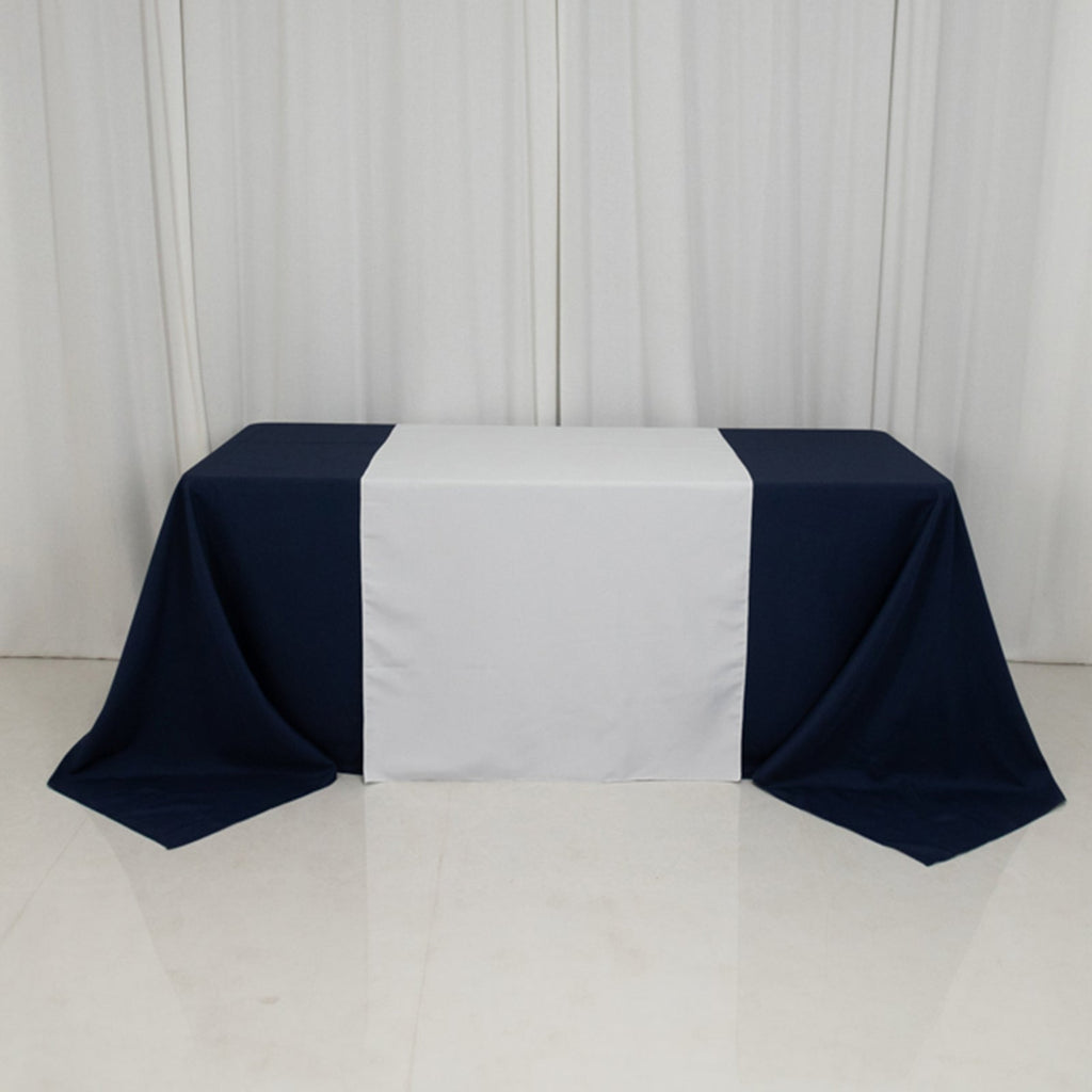 Wide Polyester 36"x72" Table Runner White - Durable Trade Show Table Linen - Bell Racket Store