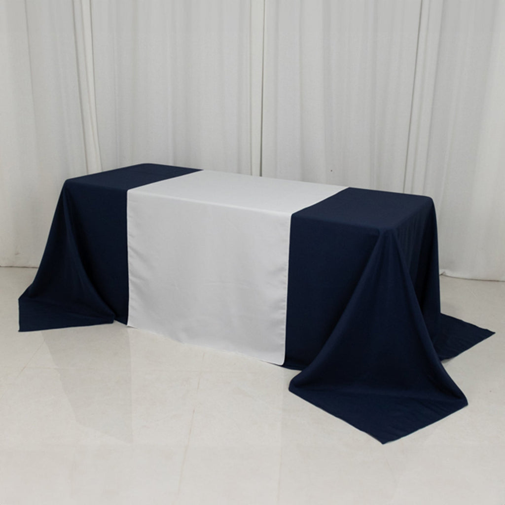 Wide Polyester 36"x72" Table Runner White - Durable Trade Show Table Linen - Bell Racket Store