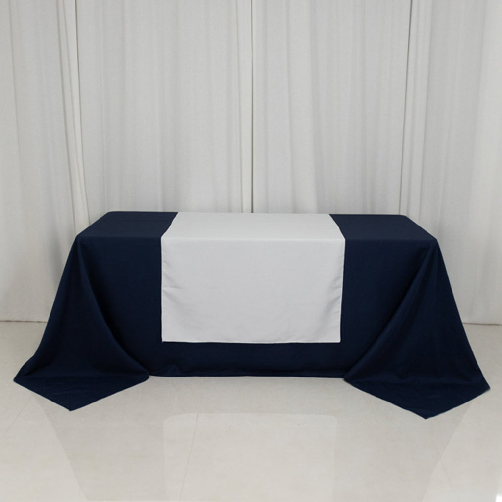 Wide Polyester 36"x72" Table Runner White - Durable Trade Show Table Linen - Bell Racket Store