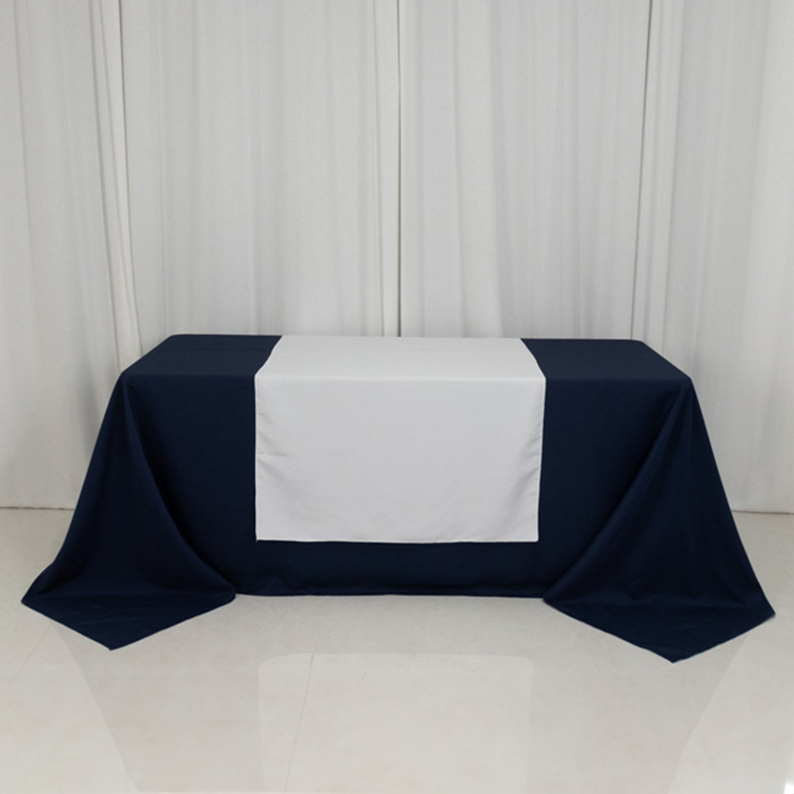 Wide Polyester 36"x72" Table Runner White - Durable Trade Show Table Linen - Bell Racket Store