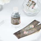 24 Pack Rustic Water Bottle Labels Wood Print with Gold Floral Frame "Thank You" Waterproof Bottle Stickers