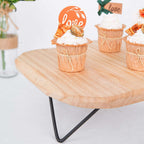 Wooden Cake Cupcake Stand Natural Wood Slice Design - Cheese Board Serving Tray with Hairpin Legs 12" Square - Bell Racket Store