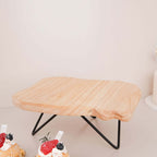 Wooden Cake Cupcake Stand Natural Wood Slice Design - Cheese Board Serving Tray with Hairpin Legs 12" Square - Bell Racket Store