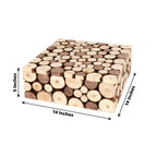 Wooden Cake Stand 14"x14" Square Design Rustic Natural Slices - Farmhouse Display Box Pedestal Riser - Bell Racket Store