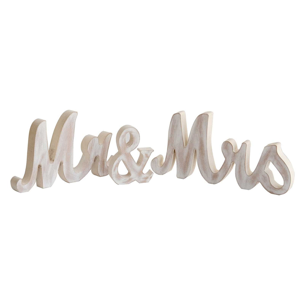 Wooden "Mr & Mrs" Freestanding Letters Whitewashed - Rustic Farmhouse Wedding Table Display Signs - Bell Racket Store