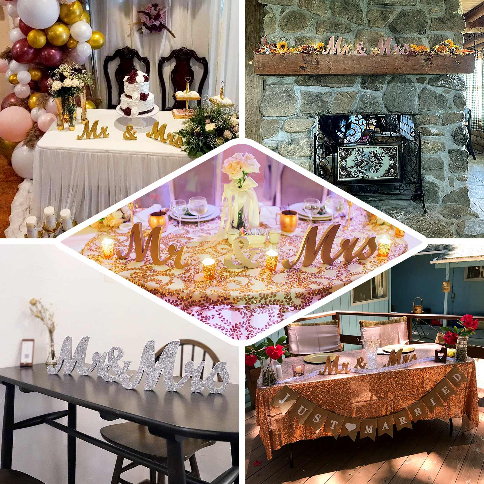 Wooden "Mr & Mrs" Freestanding Letters Whitewashed - Rustic Farmhouse Wedding Table Display Signs - Bell Racket Store