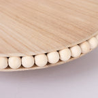 Wooden Pedestal Cake Stand Round Rustic Design with Beaded Edge Natural - Farmhouse Cupcake Holder Serving Tray 12" - Bell Racket Store