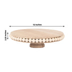 Wooden Pedestal Cake Stand Round Rustic Design with Beaded Edge Natural - Farmhouse Cupcake Holder Serving Tray 12" - Bell Racket Store
