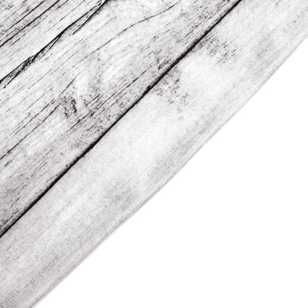 Set of 3 White Rustic Wood Plank Pattern Spandex Fitted Chiara Backdrop Stand Cover For Round Top Wedding Arch - 5ft, 6ft, 7ft