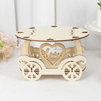Wooden Wedding Cake Stand Carriage Shape Natural with Laser Cut Design - Round Cupcake Holder Display Plate 12" - Bell Racket Store