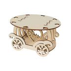Wooden Wedding Cake Stand Carriage Shape Natural with Laser Cut Design - Round Cupcake Holder Display Plate 12" - Bell Racket Store