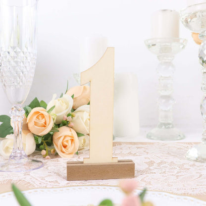 20-Pack Wooden Wedding Table Numbers Natural 1-20 with Holder Base - Perfect Rustic Signs for Receptions 6"