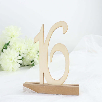 20-Pack Wooden Wedding Table Numbers Natural 1-20 with Holder Base - Perfect Rustic Signs for Receptions 6"