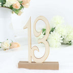 20-Pack Wooden Wedding Table Numbers Natural 1-20 with Holder Base - Perfect Rustic Signs for Receptions 6"