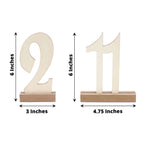 20-Pack Wooden Wedding Table Numbers Natural 1-20 with Holder Base - Perfect Rustic Signs for Receptions 6"