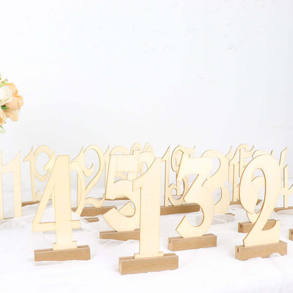 20-Pack Wooden Wedding Table Numbers Natural 1-20 with Holder Base - Perfect Rustic Signs for Receptions 6"