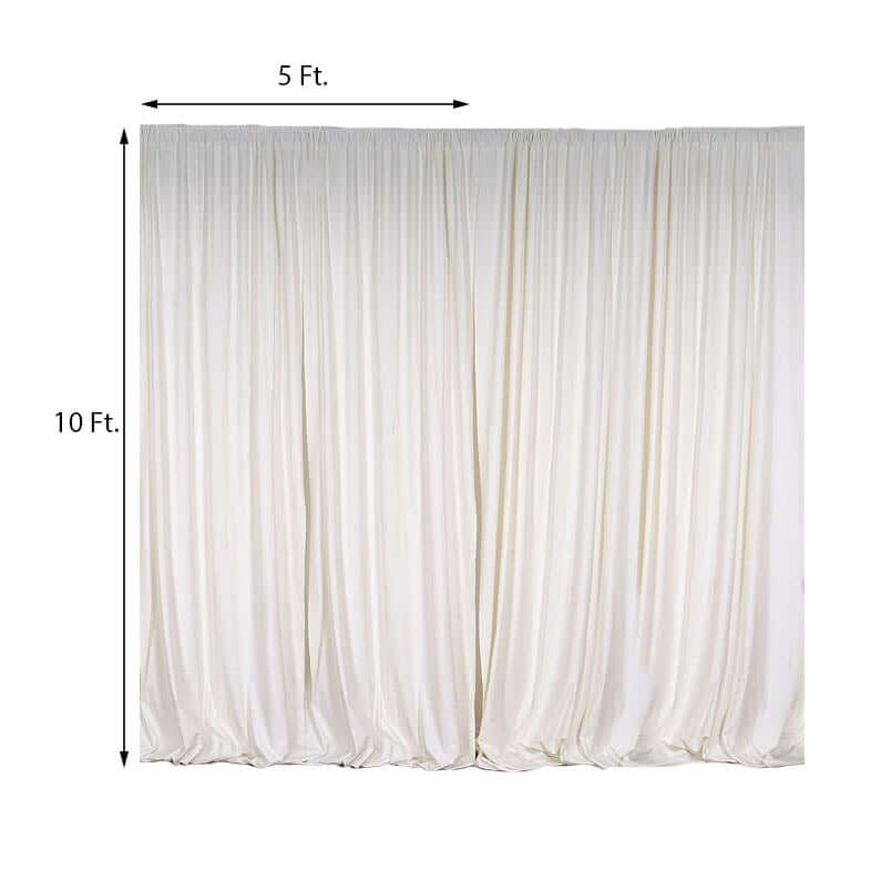 2 Pack Ivory Scuba Polyester Event Curtain Drapes, Durable Flame Resistant Backdrop Event Panels Wrinkle Free with Rod Pockets - 10ftx10ft