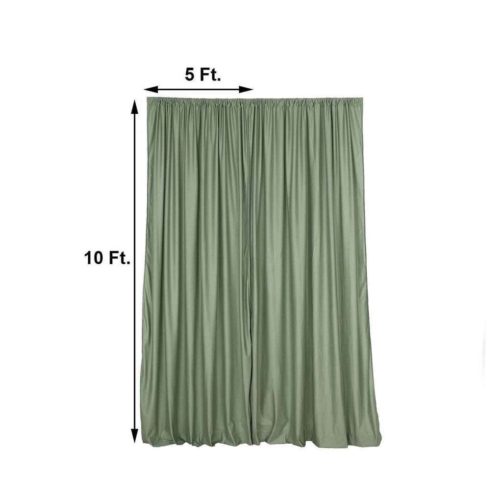 2 Pack Dusty Sage Green Scuba Polyester Event Curtain Drapes, Durable Flame Resistant Backdrop Event Panels Wrinkle Free with Rod Pockets - 10ftx10ft