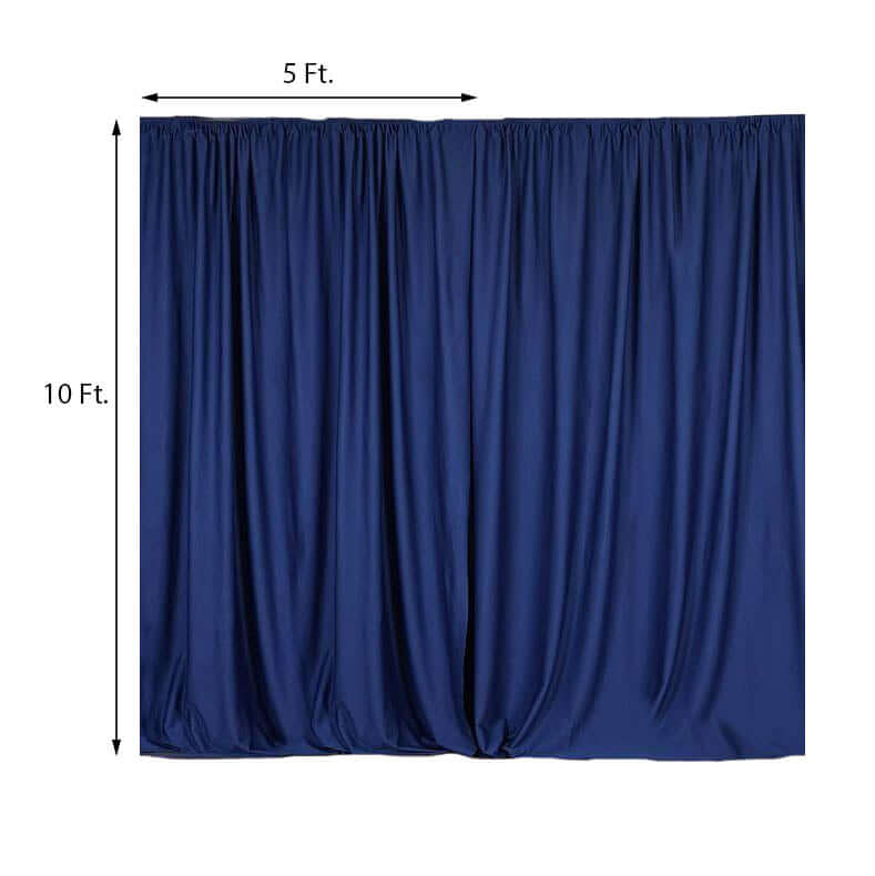 2 Pack Navy Blue Scuba Polyester Event Curtain Drapes, Durable Flame Resistant Backdrop Event Panels Wrinkle Free with Rod Pockets - 10ftx10ft