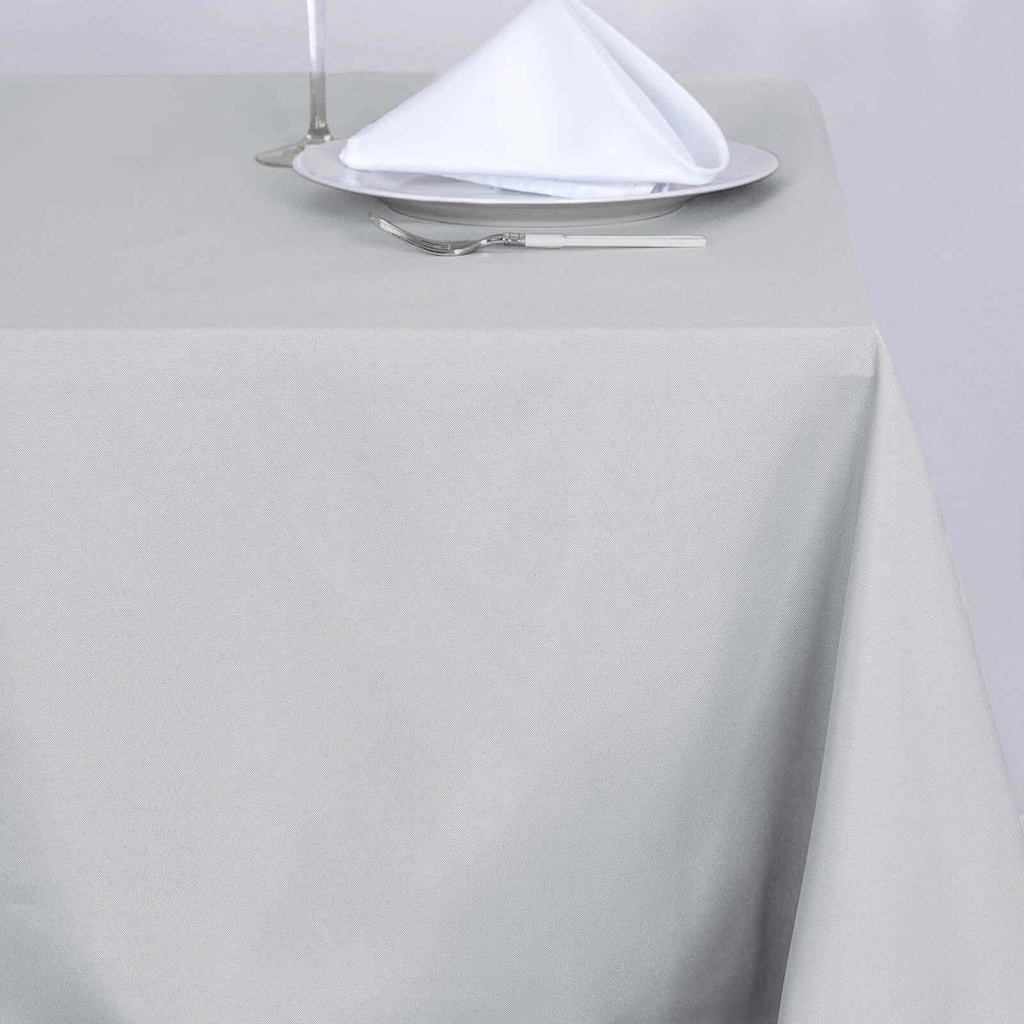 Polyester Square 70"x70" Tablecloth Silver - Wrinkle-Resistant & Durable Table Cover