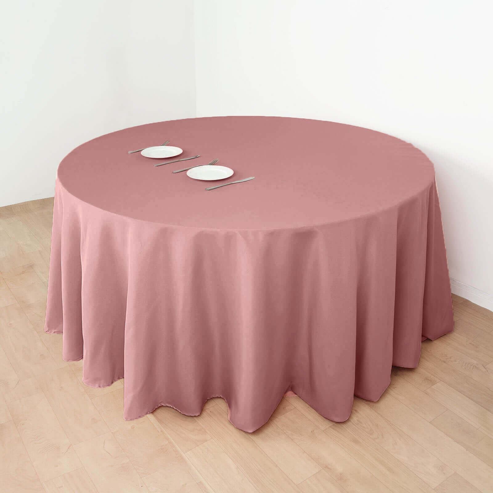 Polyester 132" Round Tablecloth Dusty Rose - Seamless Chic Table Cover