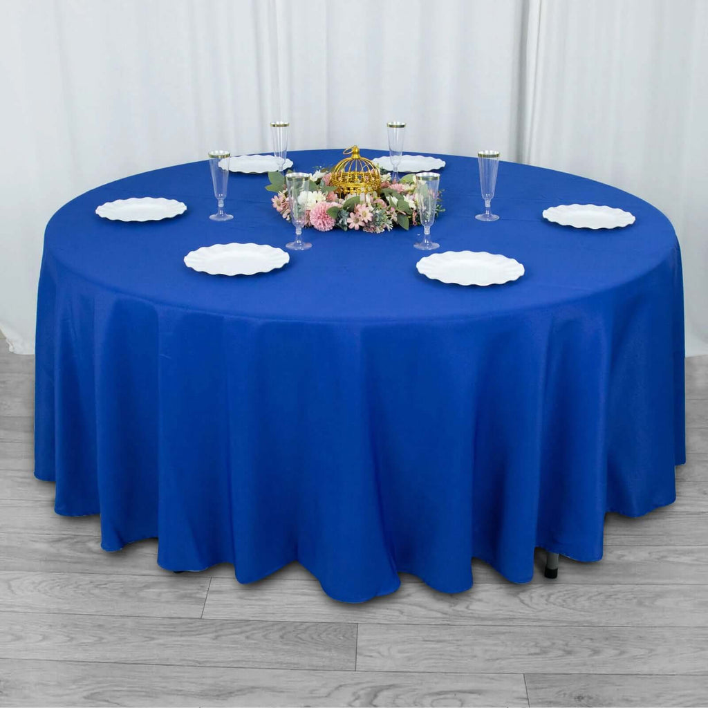 Premium Polyester 108" Round Tablecloth Royal Blue - Wrinkle-Resistant 220GSM Table Cover