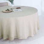 Faux Linen 108" Round Tablecloth Beige - Slubby Textured & Wrinkle Resistant Table Cover