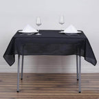 Polyester 54"x54" Table Overlay Square Tablecloth Black - Wrinkle-Resistant & Durable Table Cover for Events