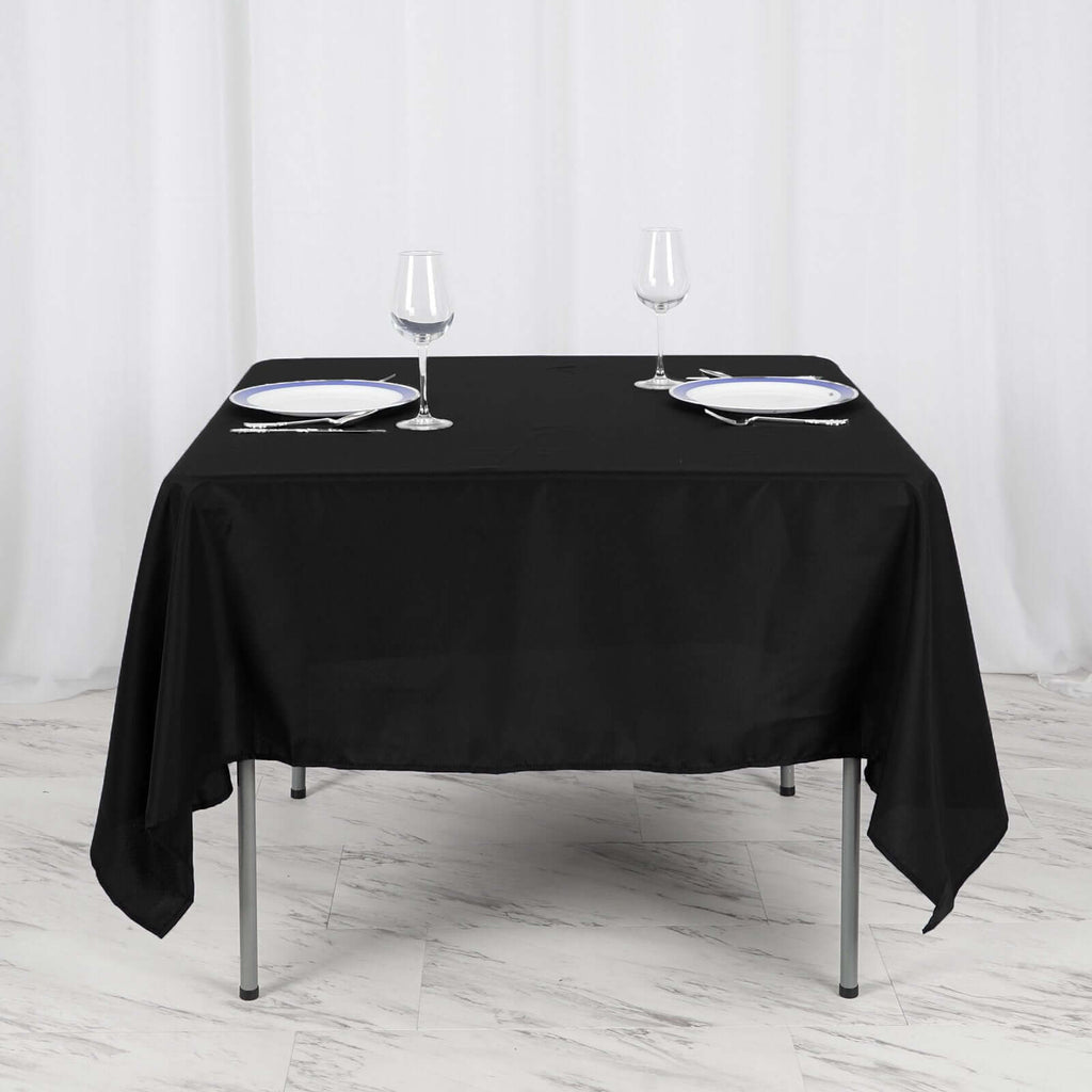 Polyester Square 70"x70" Tablecloth Black - Wrinkle-Resistant & Durable Table Cover for Events