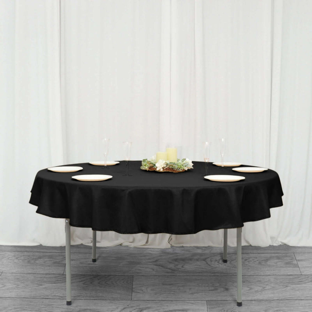 Polyester Square 90"x90" Tablecloth Black - Wrinkle-Resistant & Durable Table Cover for Events