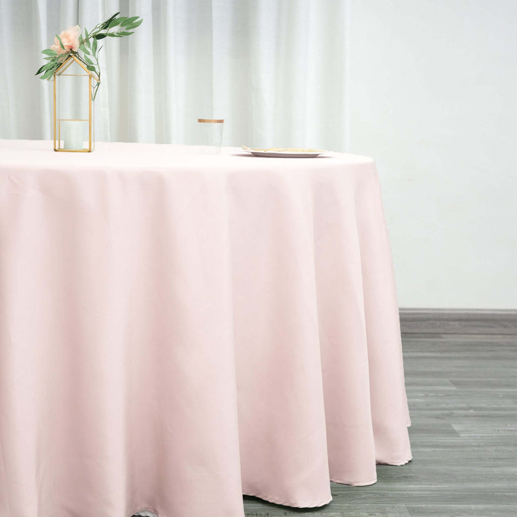 Polyester 120" Round Tablecloth Blush - Seamless Wrinkle-Resistant Table Cover