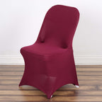 Stretch Spandex Chair Cover Burgundy for Folding Chairs - Reusable & Wrinkle-Resistant 160GSM Fitted Slipcover