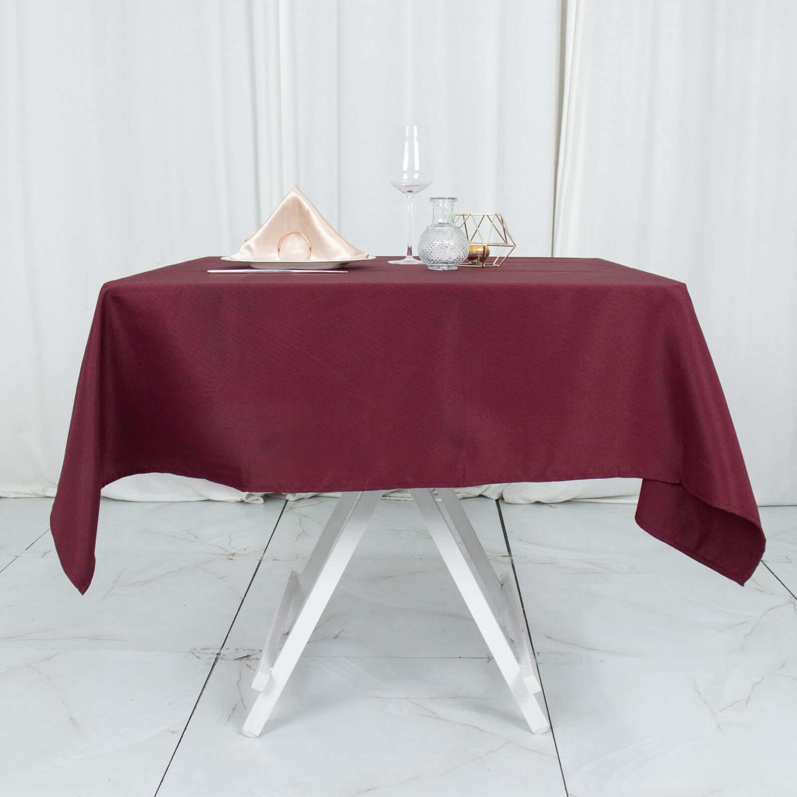 Premium Polyester 54"x54" Square Tablecloth Burgundy - Stain and Wrinkle-Resistant 220GSM Table Cover